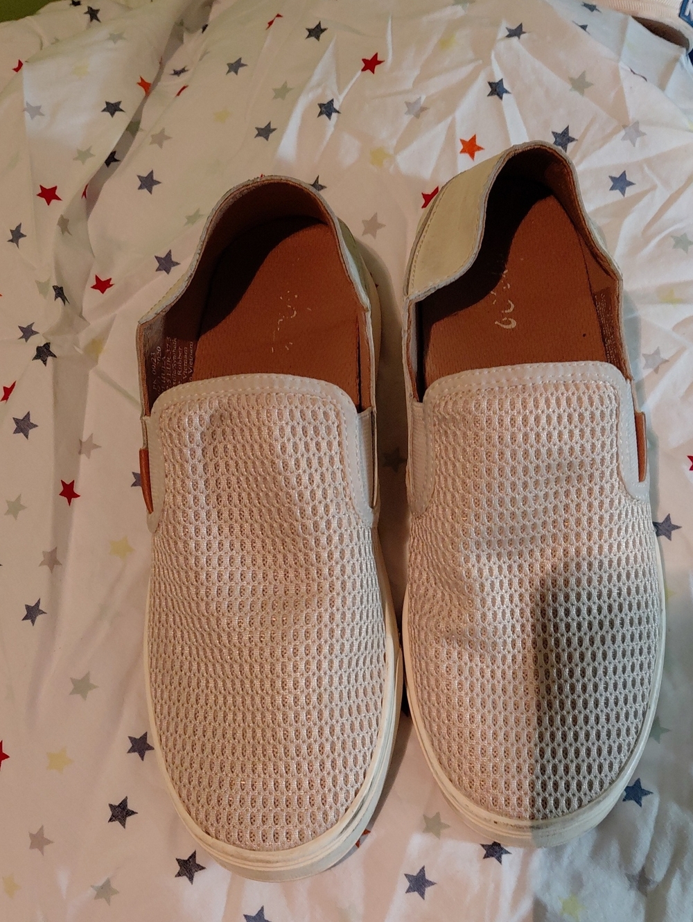 OluKai Women's Slip-On Mesh Loafers in Light Beige